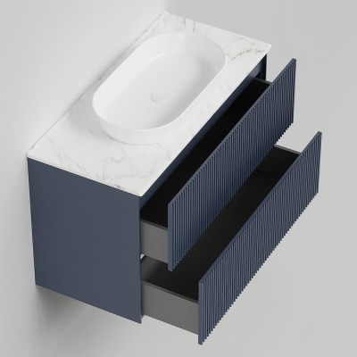 Тумба под раковину La Fenice Terra Twin 100 FNC-01-TER-BG-100-2 подвесная Синяя матовая