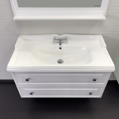 Тумба с раковиной Comforty Феррара 100 00-00020308 подвесная Белый глянец