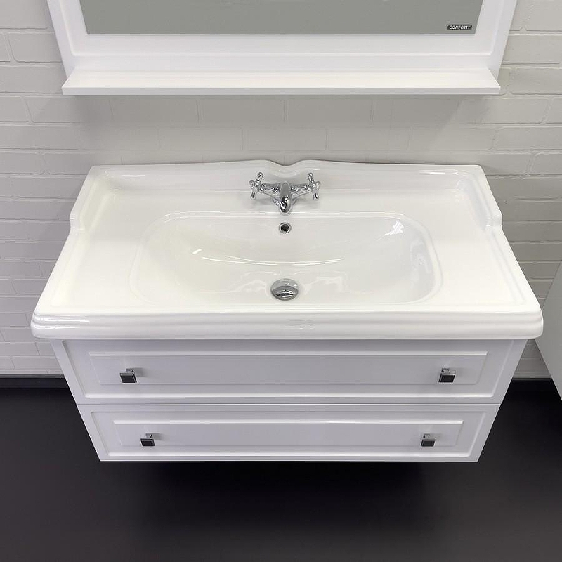 Тумба с раковиной Comforty Феррара 100 00-00020308 подвесная Белый глянец, купить, цена, заказать, магазин, доставка, скидка, промокод, купить, цена, заказать, магазин, доставка, скидка, промокод