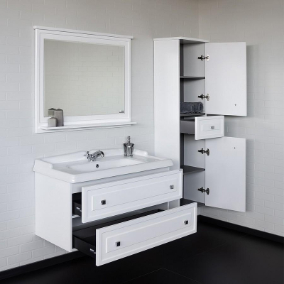 Тумба с раковиной Comforty Феррара 100 00-00020308 подвесная Белый глянец