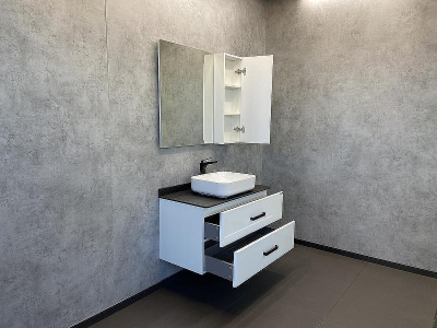 Тумба с раковиной Comforty Амстердам 95 00-00005494 подвесная Белый глянец