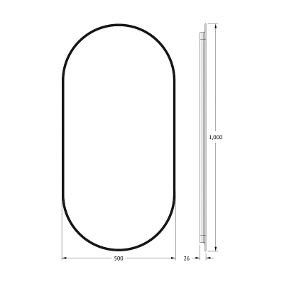 Зеркало Defesto Aura 50х100 DF 2924 с подсветкой 26W-4500K/Без выключателя/Нейтральный белый свет/Черная рама