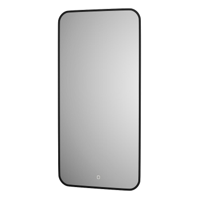 Зеркало Defesto Aura 50х100 DF 2975S с подсветкой 28W-3000K/Сенсорный выключатель/Теплый белый свет/Черная рама