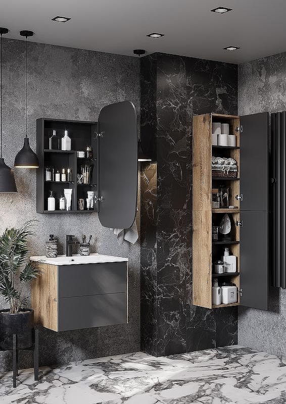 Зеркальный шкаф Aquaton Сохо 60 R 1A258302AJA0R Графит, купить, цена, заказать, магазин, доставка, скидка, промокод, купить, цена, заказать, магазин, доставка, скидка, промокод