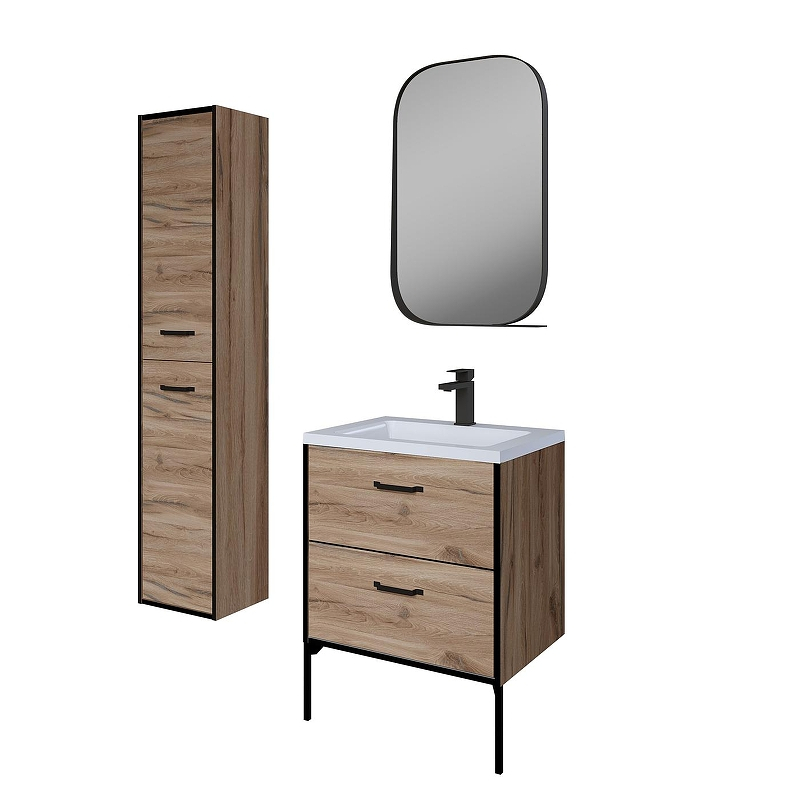 Тумба под раковину Grossman Неро 65 106504 цвет Альпийский дуб Черный, купить, цена, заказать, магазин, доставка, скидка, промокод, купить, цена, заказать, магазин, доставка, скидка, промокод