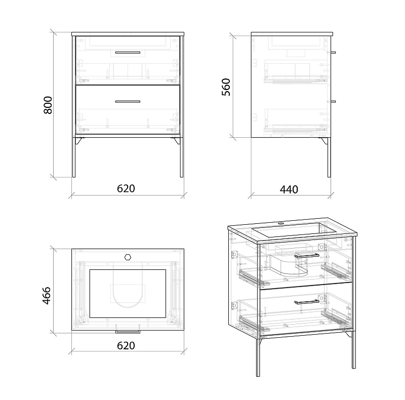 Тумба под раковину Grossman Неро 65 106504 цвет Альпийский дуб Черный, купить, цена, заказать, магазин, доставка, скидка, промокод, купить, цена, заказать, магазин, доставка, скидка, промокод