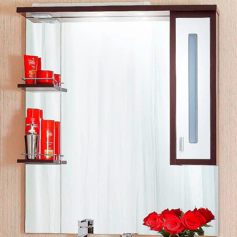 Зеркало со шкафом Бриклаер Бали 90 R 4627125411861 с подсветкой Венге Белое глянцевое, купить, цена, заказать, магазин, доставка, скидка, промокод, купить, цена, заказать, магазин, доставка, скидка, промокод