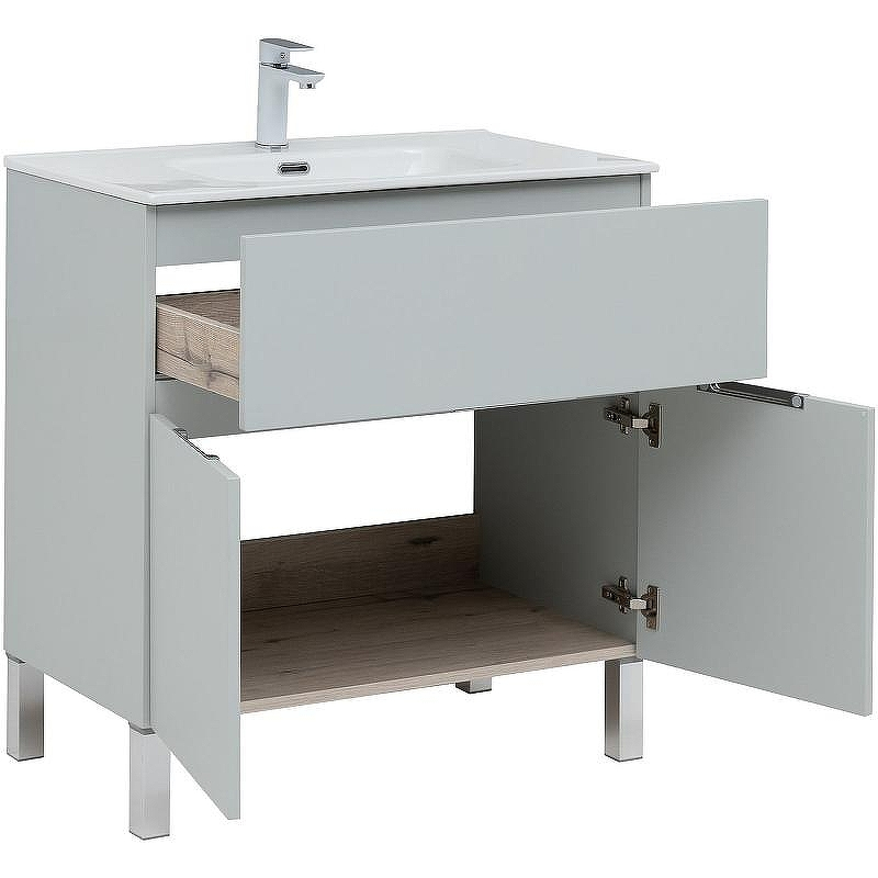 Тумба под раковину Aquanet Алвита New 80 277552 Серая матовая, купить, цена, заказать, магазин, доставка, скидка, промокод, купить, цена, заказать, магазин, доставка, скидка, промокод