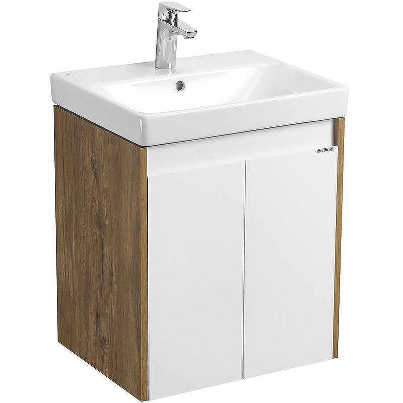 Тумба под раковину Aquaton Сканди Doors 55 1A278801SDZ90 Белый глянец, Дуб рустикальный, купить, цена, заказать, магазин, доставка, скидка, промокод, купить, цена, заказать, магазин, доставка, скидка, промокод