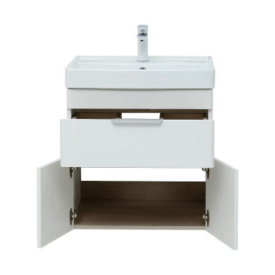 Тумба с раковиной Aquanet Ирис new 60 312424 подвесная Белый глянец