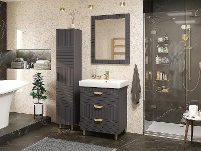 Шкаф пенал Brevita Gloster 35 R GLOS-05035-48-2П Графит матовый