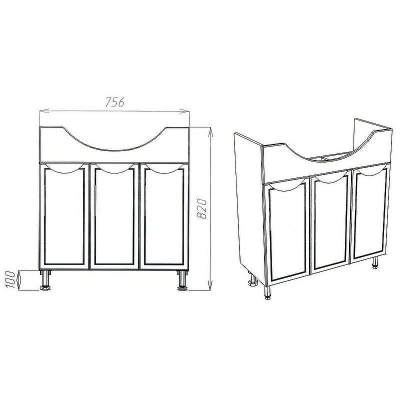 Тумба под раковину VIANT Лима 80 VLIM80ER-T3ST Белая