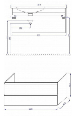 Тумба под раковину Jacob Delafon Madeleine 100 R EB2055-J51 подвесная Белая матовая
