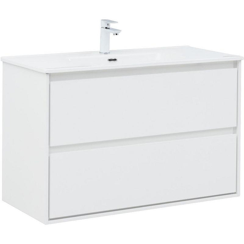 Тумба под раковину Aquanet Милан 100 336370 подвесная Белый глянец, купить, цена, заказать, магазин, доставка, скидка, промокод, купить, цена, заказать, магазин, доставка, скидка, промокод