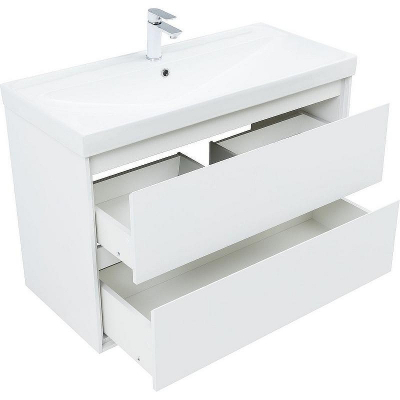 Тумба под раковину Aquanet Милан 100 336370 подвесная Белый глянец