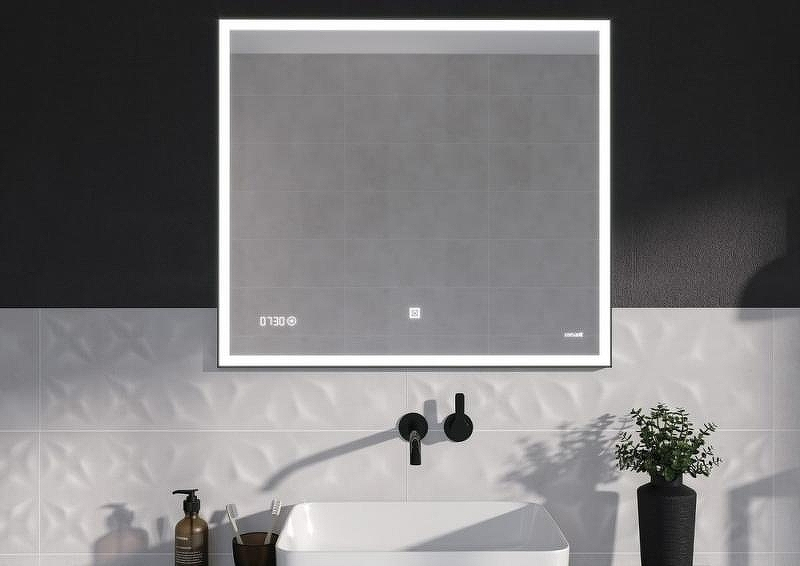 Зеркало Cersanit Led 011 Design 80 KN-LU-LED011*80-d-Os с подсветкой с часами, купить, цена, заказать, магазин, доставка, скидка, промокод, купить, цена, заказать, магазин, доставка, скидка, промокод