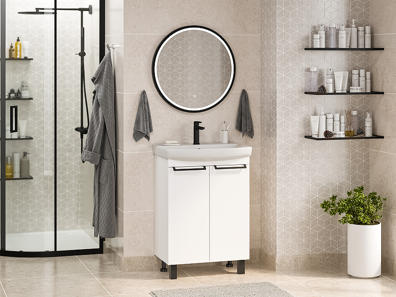 Тумба с раковиной Misty Клермонт 60 УТ000015434 Белая матовая, купить, цена, заказать, магазин, доставка, скидка, промокод, купить, цена, заказать, магазин, доставка, скидка, промокод