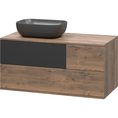 Тумба под раковину Misty Коломбо 100 L П-Кол-01100-074ПЛ подвесная Дуб Галифакс Антрацит