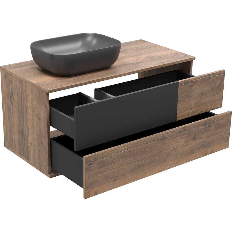 Тумба под раковину Misty Коломбо 100 L П-Кол-01100-074ПЛ подвесная Дуб Галифакс Антрацит, купить, цена, заказать, магазин, доставка, скидка, промокод, купить, цена, заказать, магазин, доставка, скидка, промокод