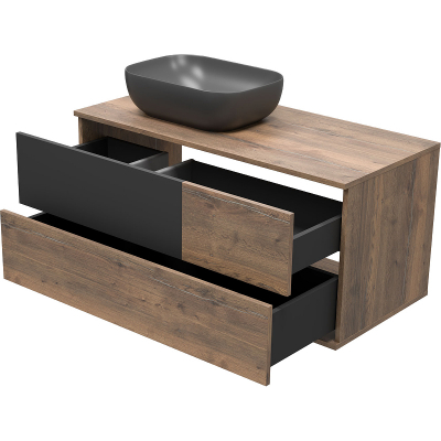 Тумба под раковину Misty Коломбо 100 L П-Кол-01100-074ПЛ подвесная Дуб Галифакс Антрацит