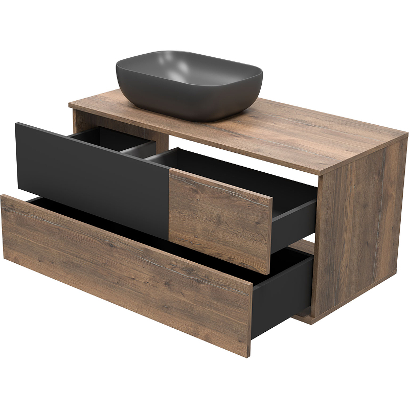 Тумба под раковину Misty Коломбо 100 L П-Кол-01100-074ПЛ подвесная Дуб Галифакс Антрацит, купить, цена, заказать, магазин, доставка, скидка, промокод, купить, цена, заказать, магазин, доставка, скидка, промокод