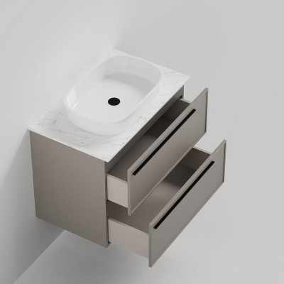 Тумба под раковину La Fenice Elba Twin 80 FNC-01-ELB-C-80-2 подвесная. Бежевая матовая