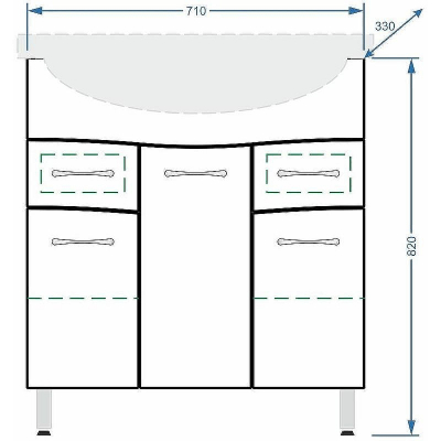 Тумба под раковину Stella Polar Волна 75-8 SP-00000125 Белая