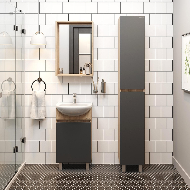 Тумба под раковину Onika Милтон 45 R 104512 цвет Дуб сонома Серый, купить, цена, заказать, магазин, доставка, скидка, промокод, купить, цена, заказать, магазин, доставка, скидка, промокод