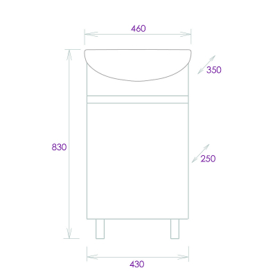 Тумба под раковину Onika Милтон 45 R 104512 цвет Дуб сонома Серый
