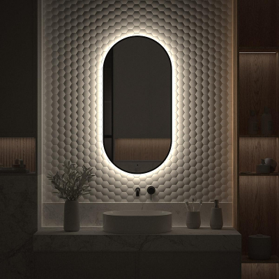 Зеркало Defesto Aura 50х100 DF 2924R с подсветкой 26W-4500K/ИК - выключатель/Нейтральный белый свет/Черная рама