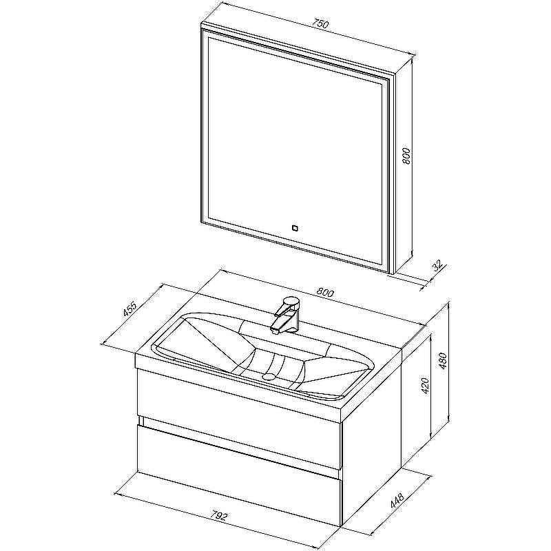 Комплект мебели для ванной Aquanet Беркли 80 258909 подвесной Белый Дуб рошелье, купить, цена, заказать, магазин, доставка, скидка, промокод, купить, цена, заказать, магазин, доставка, скидка, промокод