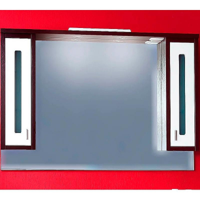 Зеркало со шкафом Бриклаер Бали 120 4627125411809 с подсветкой Венге Белое глянцевое