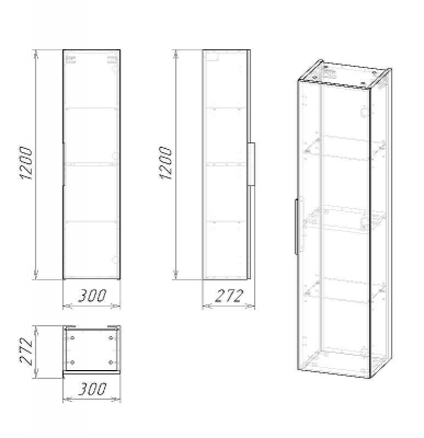Шкаф пенал Grossman Форта 30 3030052 подвесной Темный дуб галифакс