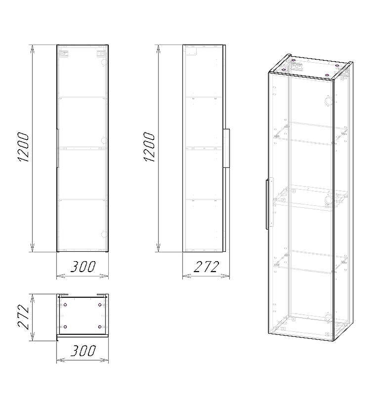 Шкаф пенал Grossman Форта 30 3030052 подвесной Темный дуб галифакс, купить, цена, заказать, магазин, доставка, скидка, промокод, купить, цена, заказать, магазин, доставка, скидка, промокод