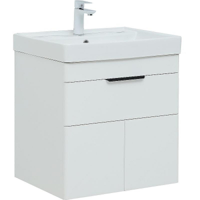 Тумба с раковиной Aquanet Ирис new 60 312425 подвесная Белый глянец