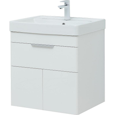 Тумба с раковиной Aquanet Ирис new 60 312425 подвесная Белый глянец