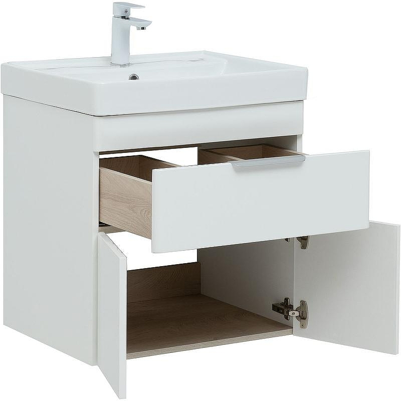 Тумба с раковиной Aquanet Ирис new 60 312425 подвесная Белый глянец, купить, цена, заказать, магазин, доставка, скидка, промокод, купить, цена, заказать, магазин, доставка, скидка, промокод