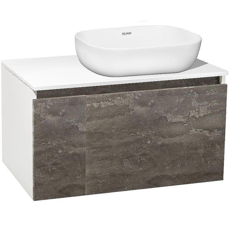 Тумба под раковину Runo Бари 80 00-00001379 подвесная Железный камень Белая, купить, цена, заказать, магазин, доставка, скидка, промокод, купить, цена, заказать, магазин, доставка, скидка, промокод