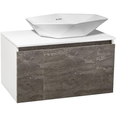 Тумба под раковину Runo Бари 80 00-00001379 подвесная Железный камень Белая