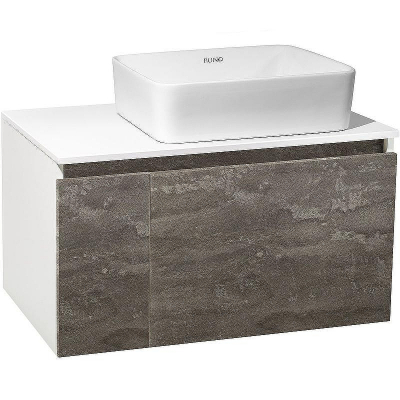 Тумба под раковину Runo Бари 80 00-00001379 подвесная Железный камень Белая