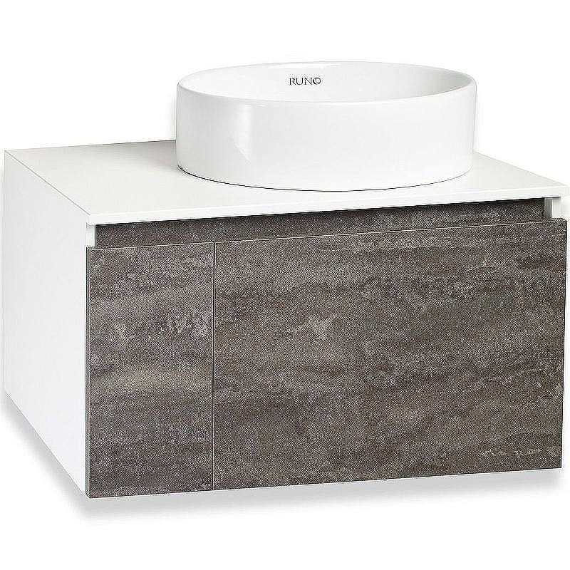 Тумба под раковину Runo Бари 80 00-00001379 подвесная Железный камень Белая, купить, цена, заказать, магазин, доставка, скидка, промокод, купить, цена, заказать, магазин, доставка, скидка, промокод
