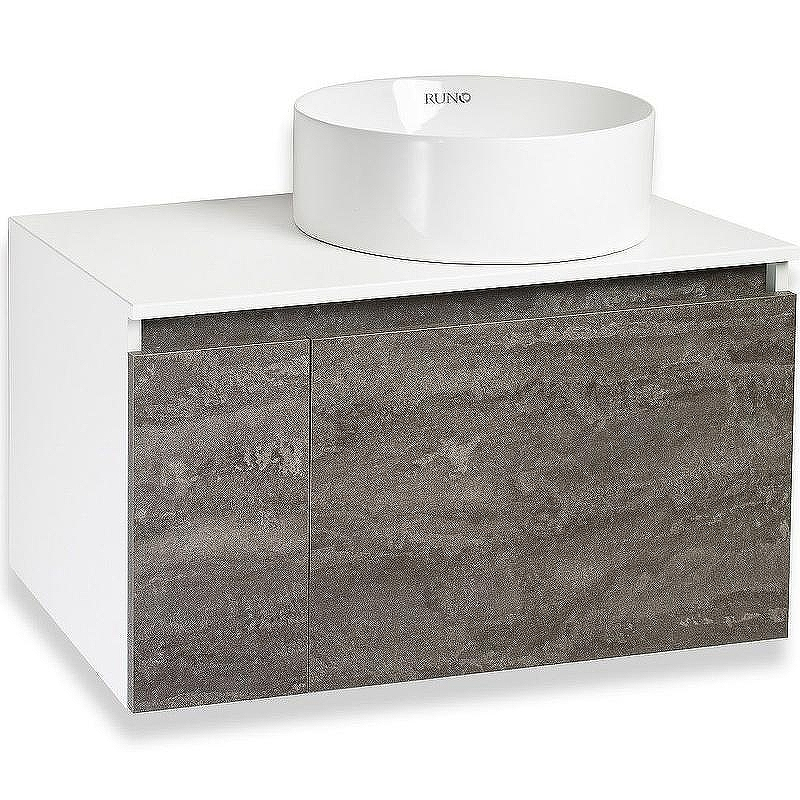 Тумба под раковину Runo Бари 80 00-00001379 подвесная Железный камень Белая, купить, цена, заказать, магазин, доставка, скидка, промокод, купить, цена, заказать, магазин, доставка, скидка, промокод