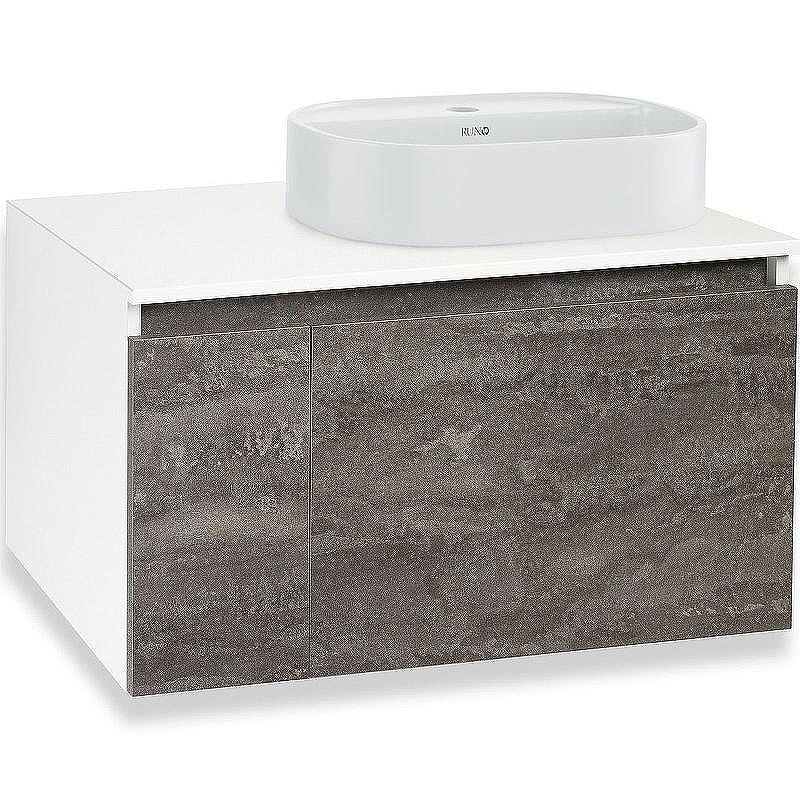 Тумба под раковину Runo Бари 80 00-00001379 подвесная Железный камень Белая, купить, цена, заказать, магазин, доставка, скидка, промокод, купить, цена, заказать, магазин, доставка, скидка, промокод