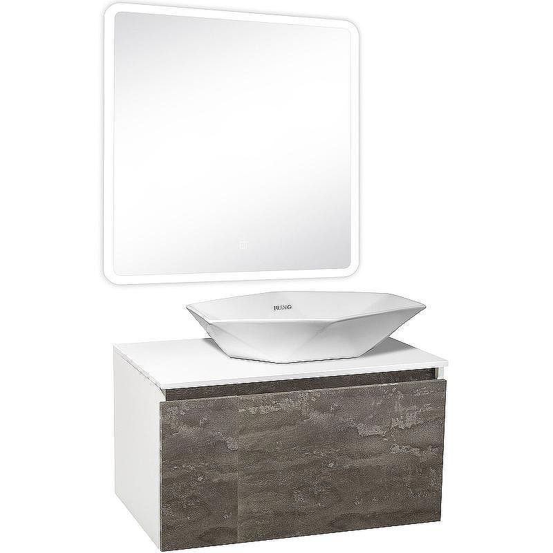 Тумба под раковину Runo Бари 80 00-00001379 подвесная Железный камень Белая, купить, цена, заказать, магазин, доставка, скидка, промокод, купить, цена, заказать, магазин, доставка, скидка, промокод