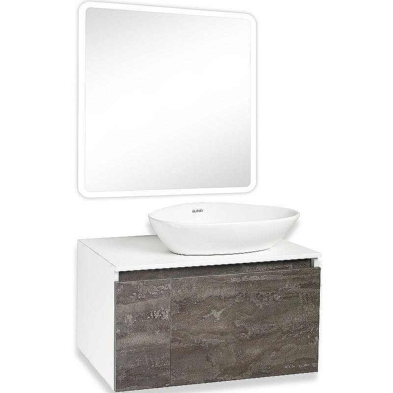 Тумба под раковину Runo Бари 80 00-00001379 подвесная Железный камень Белая, купить, цена, заказать, магазин, доставка, скидка, промокод, купить, цена, заказать, магазин, доставка, скидка, промокод