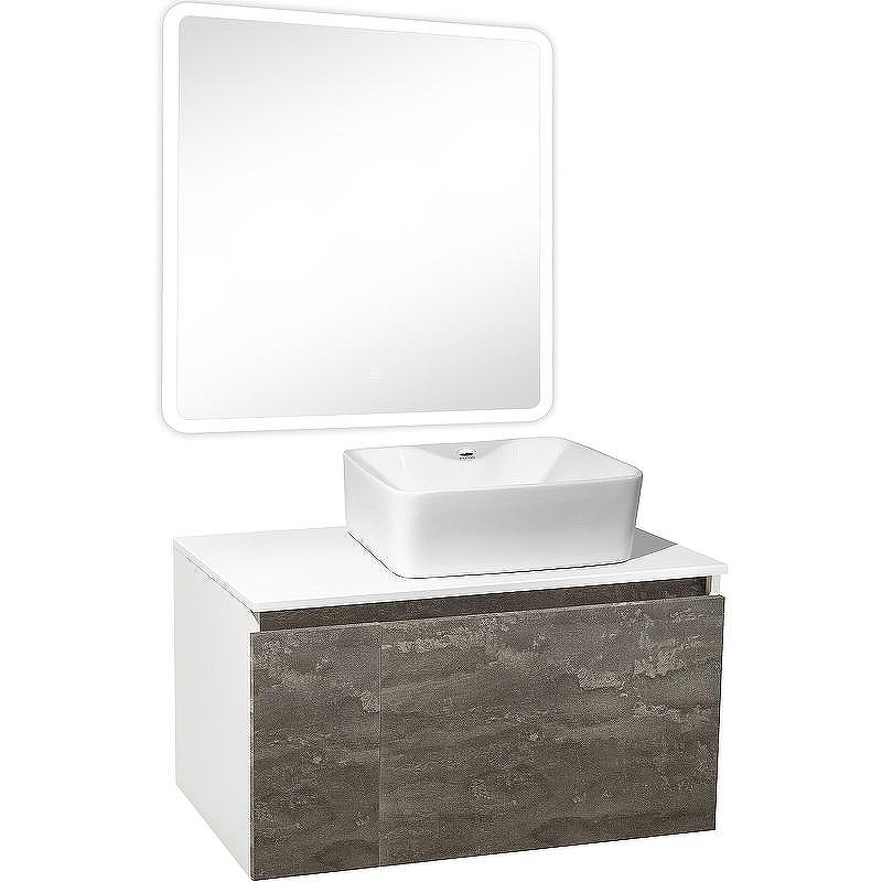 Тумба под раковину Runo Бари 80 00-00001379 подвесная Железный камень Белая, купить, цена, заказать, магазин, доставка, скидка, промокод, купить, цена, заказать, магазин, доставка, скидка, промокод