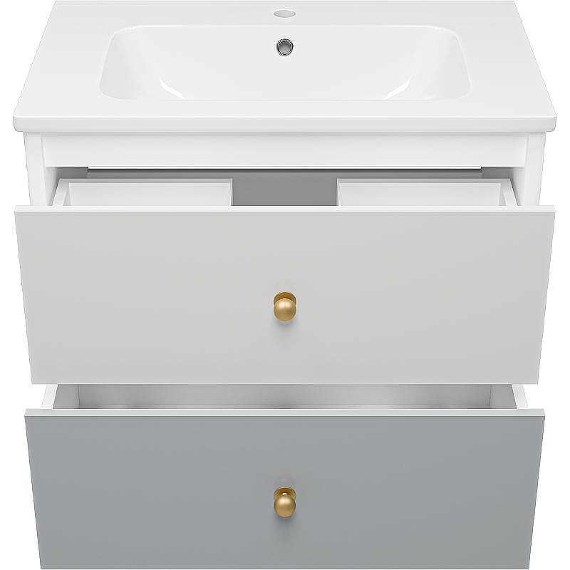 Тумба с раковиной Brevita 50 Shades of Grey Анастейша 80 УТ000014239 подвесная Белая матовая Серая матовая, купить, цена, заказать, магазин, доставка, скидка, промокод, купить, цена, заказать, магазин, доставка, скидка, промокод