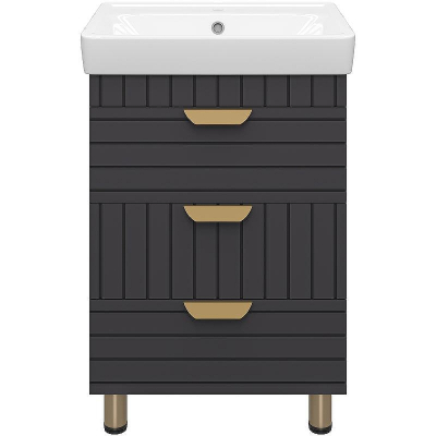 Тумба с раковиной Brevita Gloster 60 УТ000012446 Графит матовый