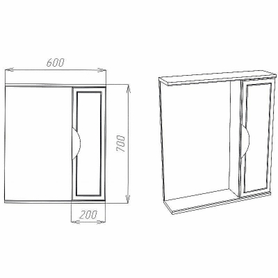 Зеркало со шкафом VIANT Лима 60 VLIM60-ZSH Белое