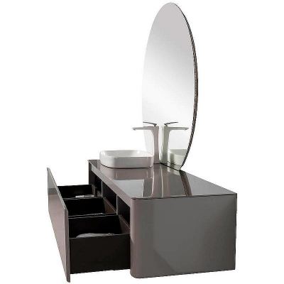 Тумба с раковиной Black&White Universe U915.1600L 160 L 9151600 подвесная Glossy light grey